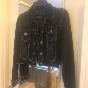 Amethyst black denim crop jacket